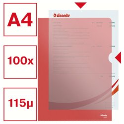 Esselte A4 Omslag - 105my - PP - prget - rd - 100 stk.