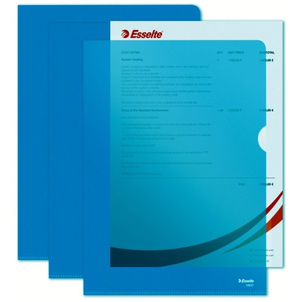 Esselte A4 Omslag - 105my - PP - prget - bl - 100 stk.