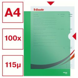 Esselte A4 Omslag - 105my - PP - prget - grn - 100 stk.