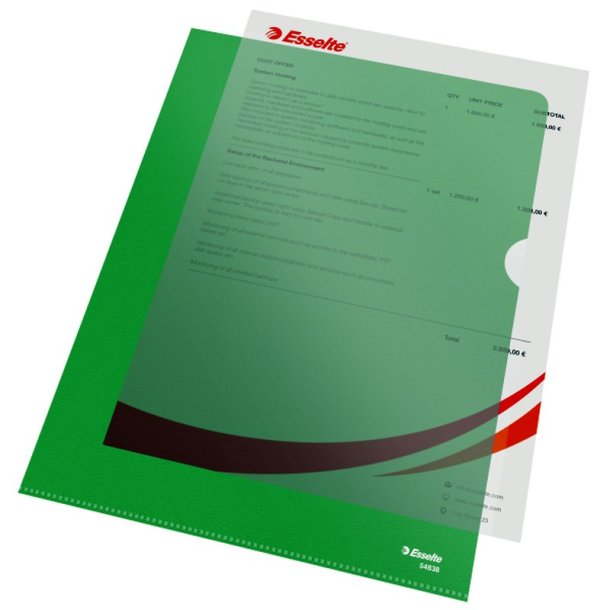 Esselte A4 Omslag - 105my - PP - prget - grn - 100 stk.