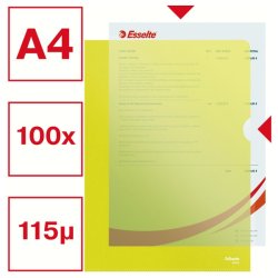 Esselte A4 Omslag - 105my - PP - prget - gul - 100 stk.