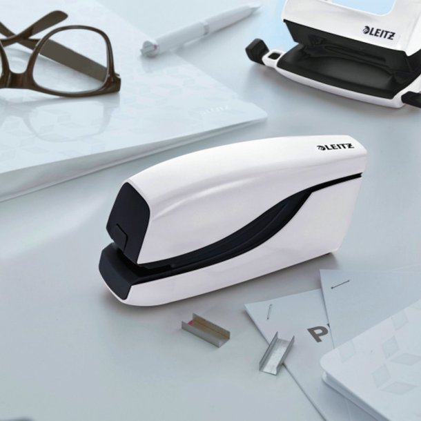 Leitz Hftemaskine - WOW - batteri - hfter op til 10 ark - hvid