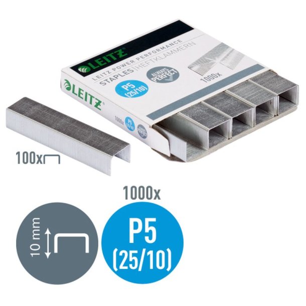 Leitz Hfteklammer - 25/10 - stl - Heavy Duty 5552 - 1000 stk.