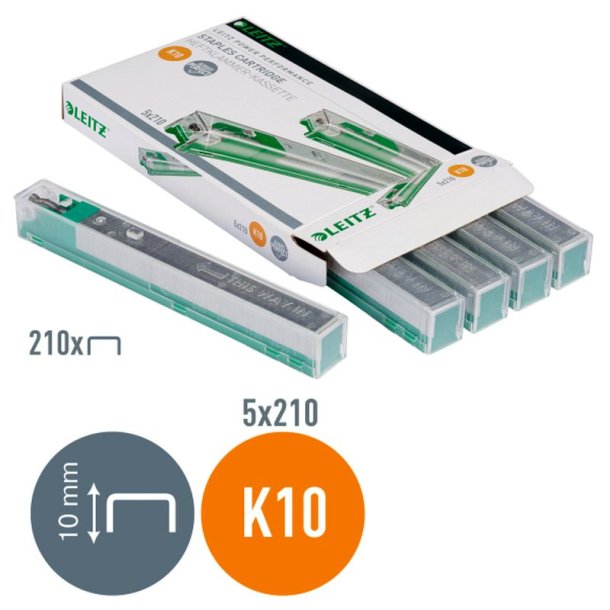 Leitz Hftekassette - 26/10 - K10 - hfter op til 55 ark - 5x210 stk.