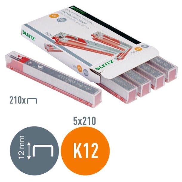Leitz Hftekassette - 26/12 - K12 - hfter op til 80 ark - 5x210 stk.