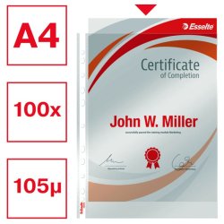 Esselte plastlommer A4 - 105my - glasklar - 100 stk.