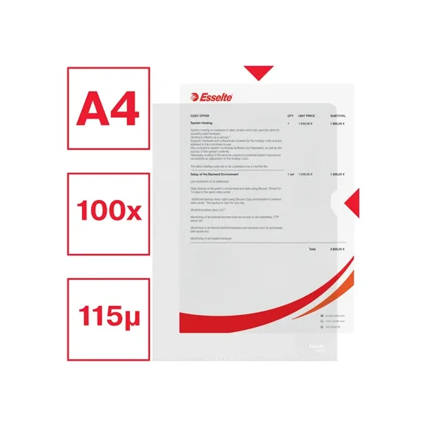 Esselte A4 Omslag - 105my - PP - prget - TS - 100 stk.