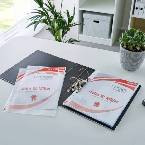 Esselte plastlommer A4 - 115my - 30% recycled - 100 stk.