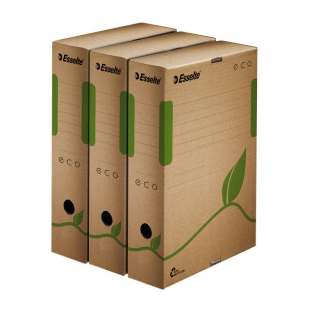 Esselte Arkivske - Eco - 80x327x233 mm - 100% recirkuleret blgepap - Brun/grn