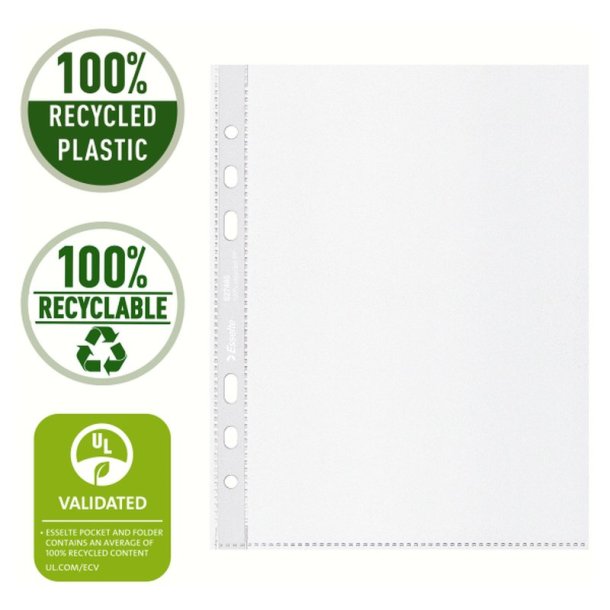Esselte plastlommer A5 - 70my - 100% recycled - 100 stk.