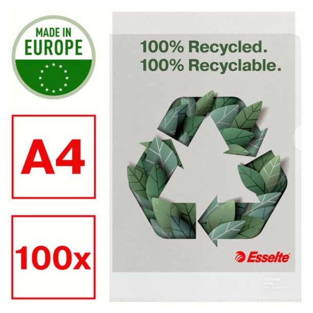 Esselte A4 Omslag - recycled - 100my - PP - prget 100 stk.