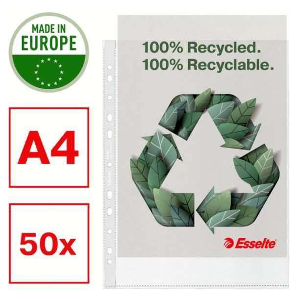 Esselte plastlommer A4 - 70my - 100% recycled - 50 stk.