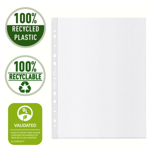 Esselte plastlommer A4 Maxi - 100my - 100% recycled - 100 stk.