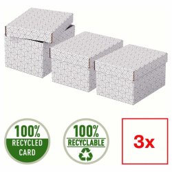 Esselte Home opbevaringsboks Small - 100% genbrugt og 100% genanvendeligt pap -pakke med 3