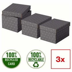 Esselte Home opbevaringsboks Small - 100% genbrugt og 100% genanvendeligt pap -pakke med 3