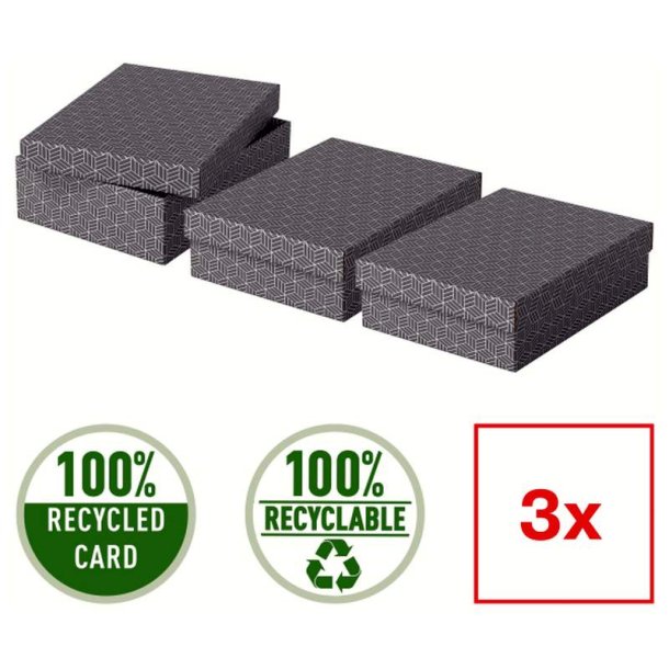 Esselte Home opbevaringsboks Medium - 100% genbrugt og 100% genanvendeligt pap -pakke med 3