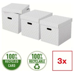 Esselte Home opbevaringsboks - Cube - 100% genbrugt og 100% genanvendeligt pap -pakke med 3