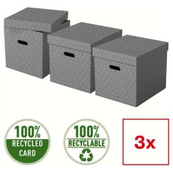 Esselte Home opbevaringsboks - Cube - 100% genbrugt og 100% genanvendeligt pap -pakke med 3