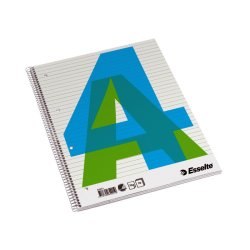 Esselte kollegieblok - A4 linieret - 70 linjeret sider med huller - Notesbog med Spiralryg