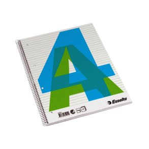 Esselte kollegieblok - A4 linieret - 70 linjeret sider med huller - Notesbog med Spiralryg