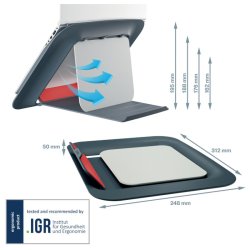Leitz Laptop riser - Ergo Cosy - hjde justerbar - 312x50x247mm - 13-17" - fljlsgr