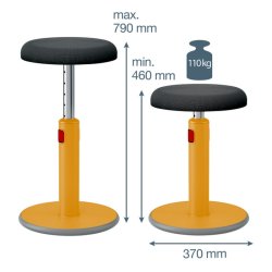 Leitz Balancestol - Ergo Cosy - Active Sid-st - hjde justerbar - 370x690x370mm - varm gul