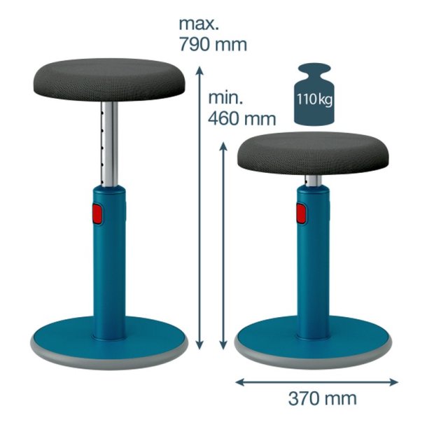 Leitz Balancestol - Ergo Cosy - Active Sid-st - hjde justerbar - 370x690x370mm - rolig bl