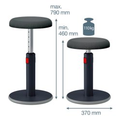 Leitz Balancestol - Ergo Cosy - Active Sid-st - hjde justerbar - 370x690x370mm - fljlsgr