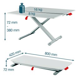 Leitz sid-st bordkonverter - Ergo Cosy - hjdejusterbar - udtrksbakke - 420x72x800mm - lys gr