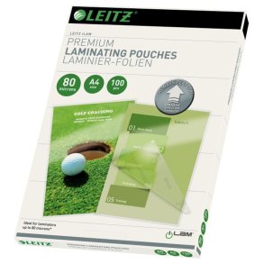 Leitz A4 Lamineringslommer - UDT 80my Glasklar - Egnet til varmlaminering - 100 stk.
