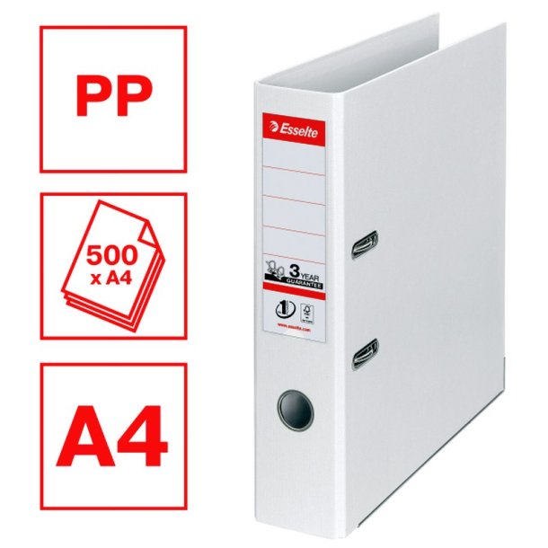 Esselte A4 Brevordner No.1 - Power - PP - 75 mm - hvid