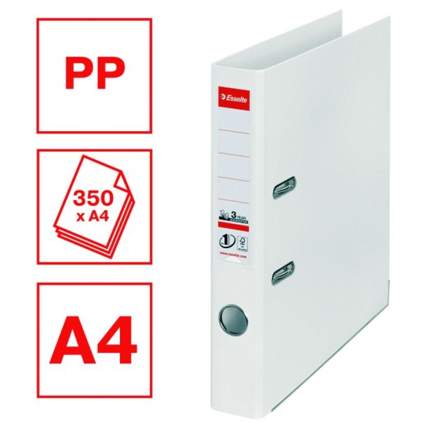 Esselte A4 Brevordner No.1 - Power - PP - 50 mm - hvid