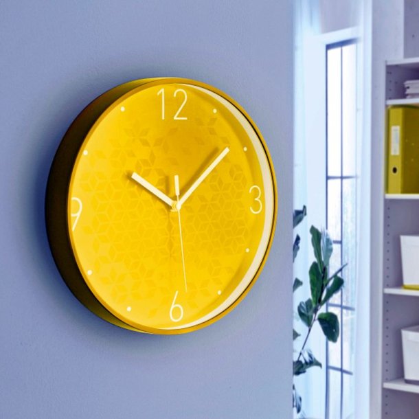 Leitz Wow Clock 29cm vgur - analog vgur i gul