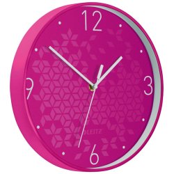 Leitz Wow Clock 29cm vgur - analog vgur i pink