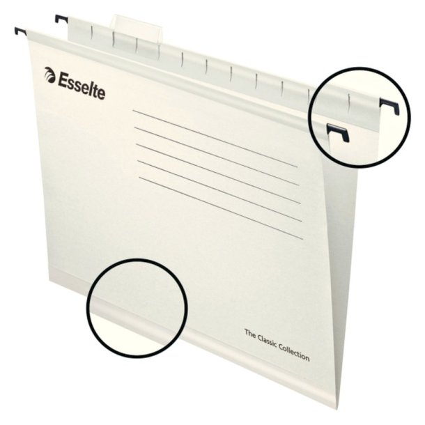 Esselte A4 - Pendaflex Hngemappe - forstrket - 412x240mm - hvid - 25 stk.