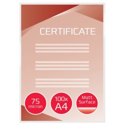 GBC A4 Lamineringslommer - 75 my matte Skrivbare - egnet til varmlaminering - 100 stk.