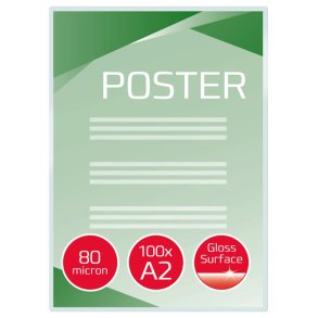 GBC A2 Lamineringslommer - 80 my skinnende - egnet til varmlaminering - 100 stk.