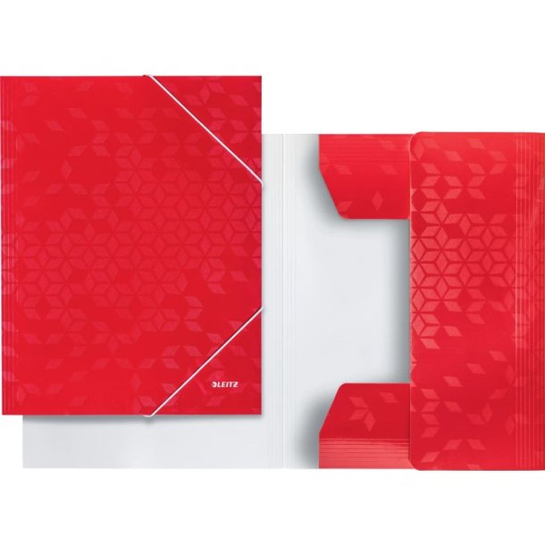 Leitz A4 3-klap mappe WOW - elastikmappe - 300g karton - rd