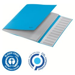 Leitz A4 Sorteringsmappe i bl - 12-delt - mappe i 100% recycled karton