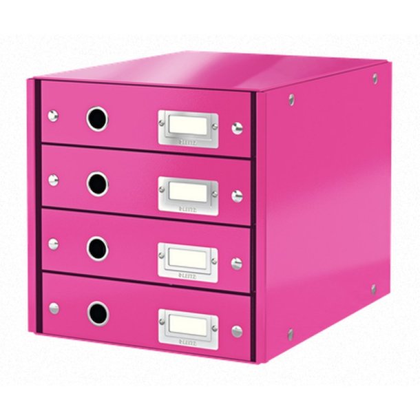 Leitz Skuffekabinet pap med 4 skuffer - Click&Store WOW Pink - 81% genbrugspap