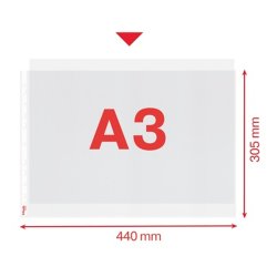 Esselte plastlommer A3 - 85my - 30% recycled - 50 stk. Liggende