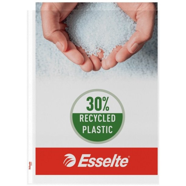 Esselte A3 plastlommer Stende<br>85my prget Chartek<br>Pakke med 50 stk. 30% recycled