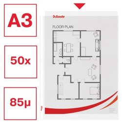 Esselte plastlommer A3 - 85my - 30% recycled - 50 stk. stende
