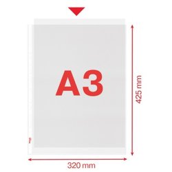 Esselte plastlommer A3 - 85my - 30% recycled - 50 stk. stende