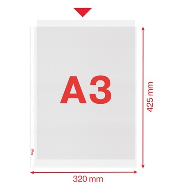 Esselte plastlommer A3 - 85my - 30% recycled - 50 stk. stende