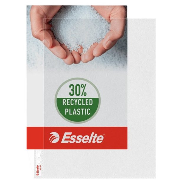 Esselte A4 plastlommer<br>115my prget Chartek<br>Pakke med 100 stk. 30% recycled