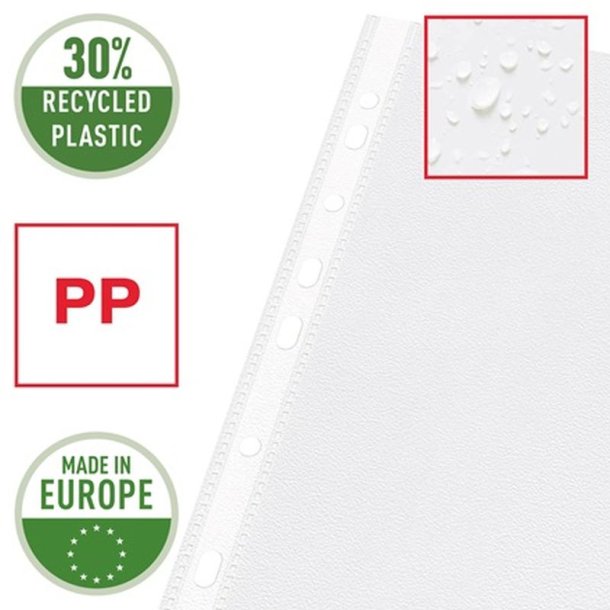 Esselte plastlommer A4 - 115my - 30% recycled - 100 stk.