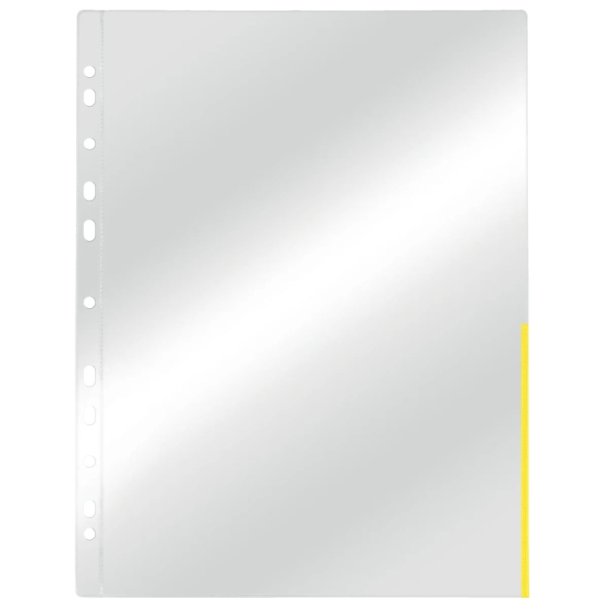 Esselte plastlommer A4 - 105my - glasklar - gul kant - 100 stk.