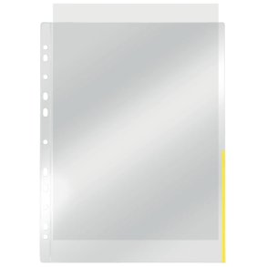 Esselte plastlommer A4 - 105my - glasklar - gul kant - 100 stk.
