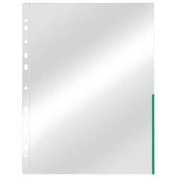 Esselte plastlommer A4 - 105my - glasklar - grn kant - 100 stk.